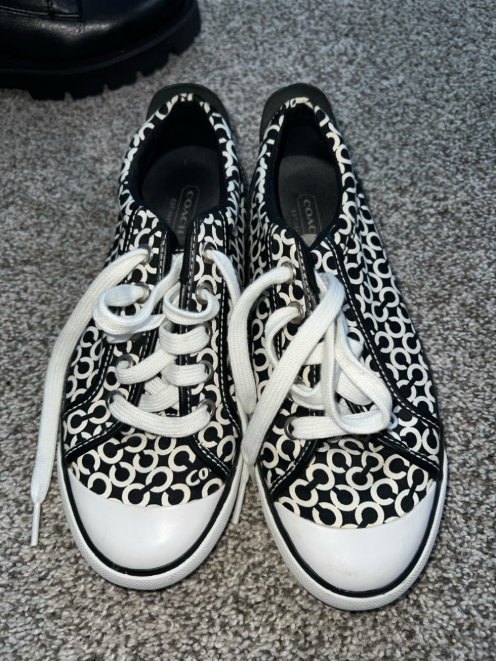Coach Black & White Signature C Pattern Low-Top Sneakers